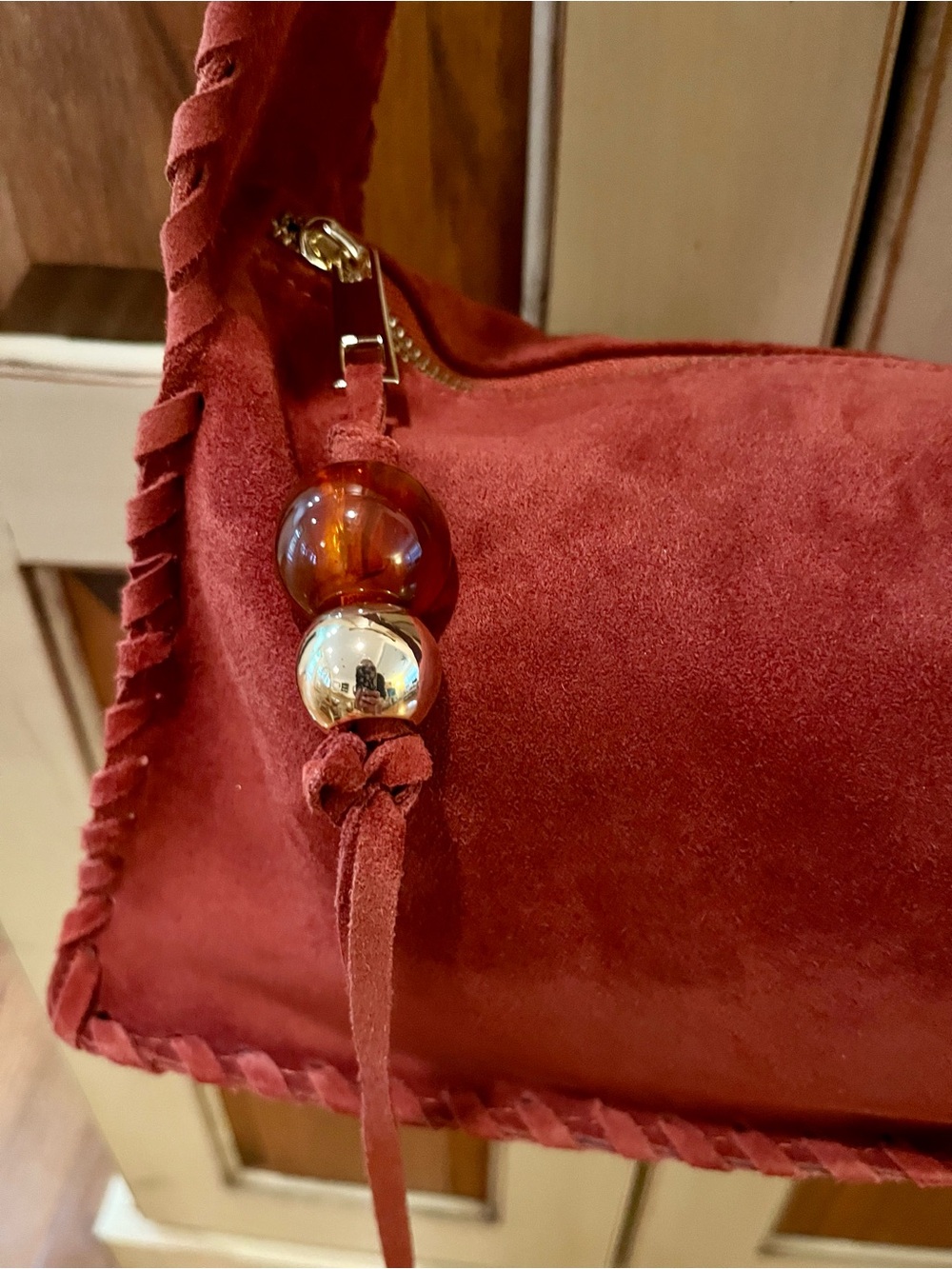 Cheval Made in Italy Rust/Brown Suede Shoulder Bag - Picture 2 of 7